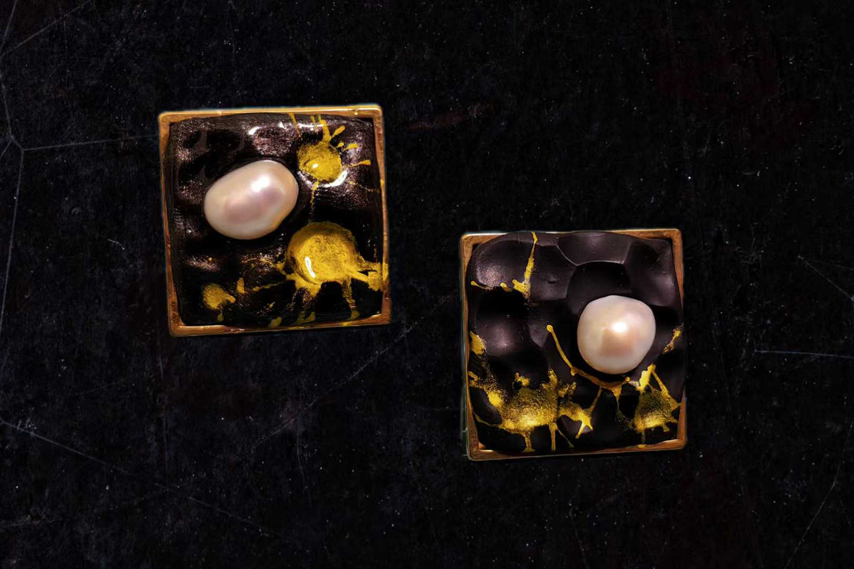 Handmade baroque pearl clay ring/brooch (2pcs)