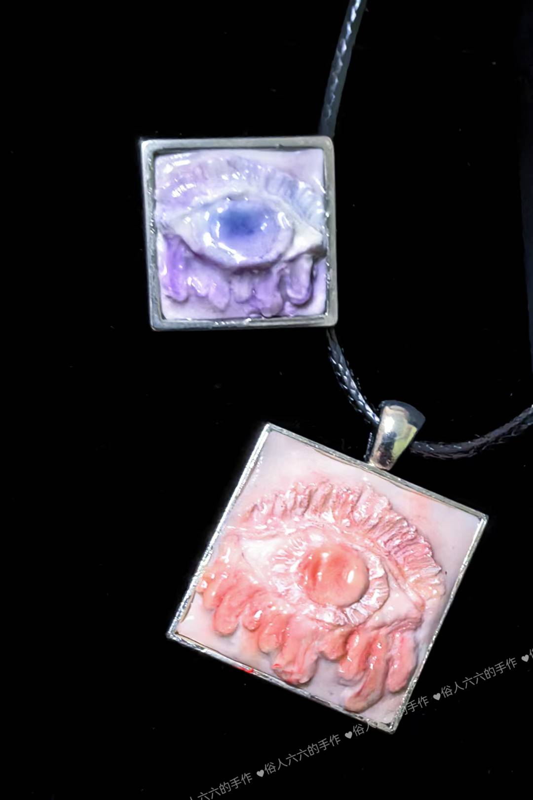 Soft Ceramic Handmade Organ Ring & Necklace bundle: Eyeballs