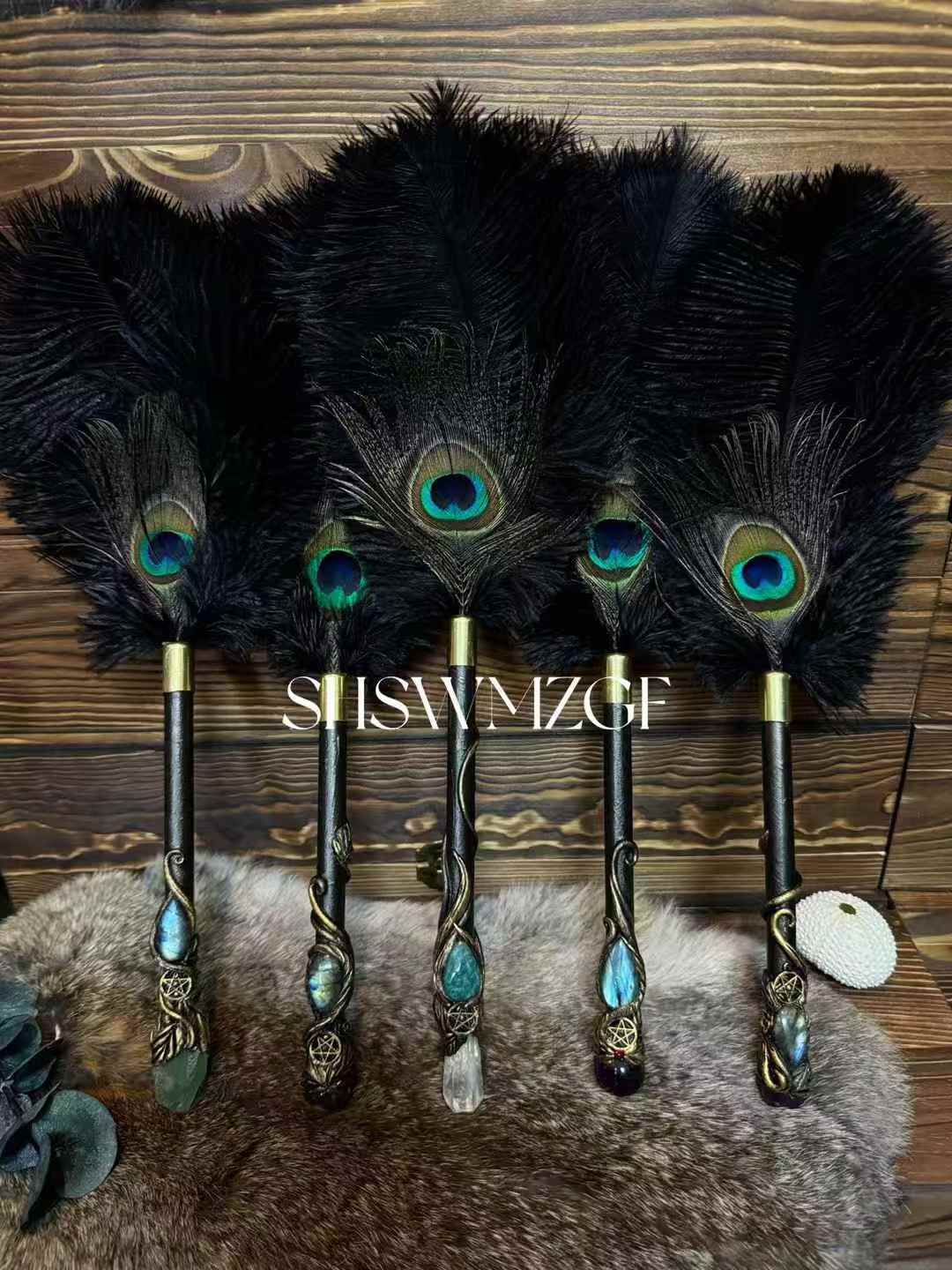 Peacock/Ostrich Feather Altar Fan